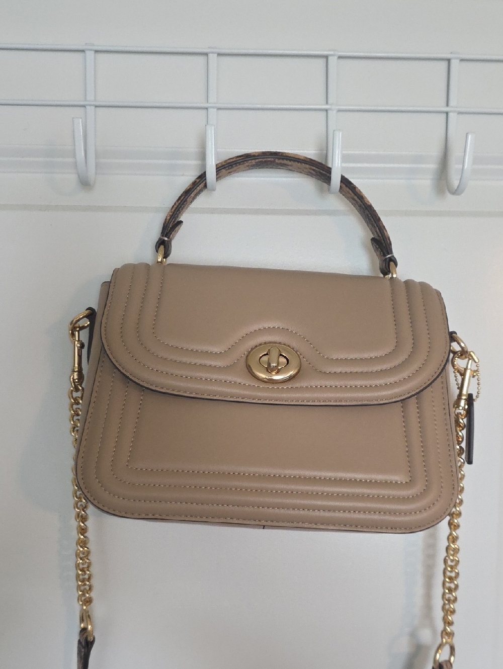 Coach Marlie Top Handle W Border Quilting In Taupe